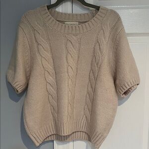 Cable Knit cream color short sleeve Sweater